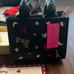 Black Embellished Tote Bag brand new by Betsey Johnson